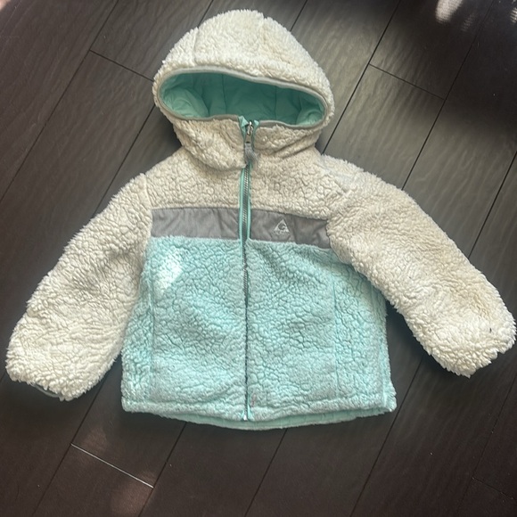 Gerry reversible blue toddler girls' puffer fleece jacket size 3T in GUC - Picture 4 of 7